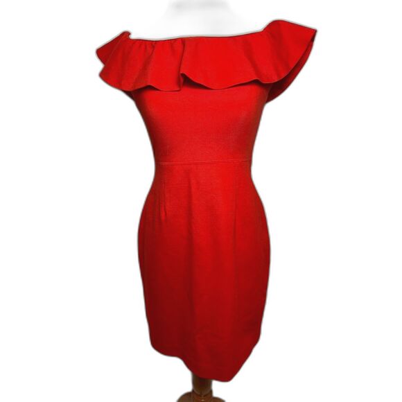 Aritzia Dress Women's size 4 Small Red Off the shoulder Ruslan Babaton Cocktail - Picture 1 of 3